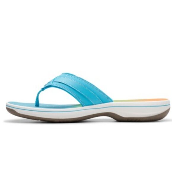 Clarks Cloud Steppers Breeze Sea Flip Flops Turquoise/Coral Ombre 🆕⌚📦🏃💨🚚 - Picture 7 of 16